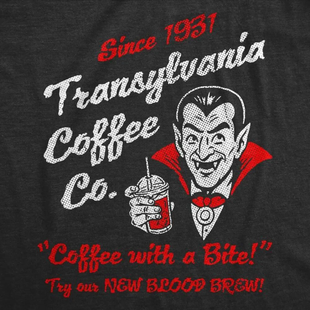 Mens Funny T Shirts Transylvania Coffee Co Sarcastic Tee For Men